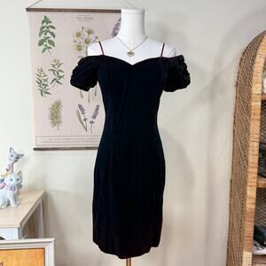 Vintage 80s 90s Velvet Bodycon Party Mini Dress Romantic Goth Sexy Vampire XS